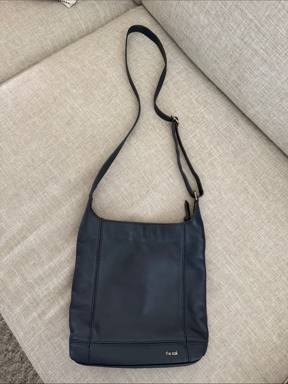 The Sak navy blue Leather Pebble Crossbody Bag